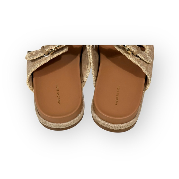 American Eagle Raffia Double Buckle Slide Sandals Size 10 NWT Espadrille - Picture 4 of 10